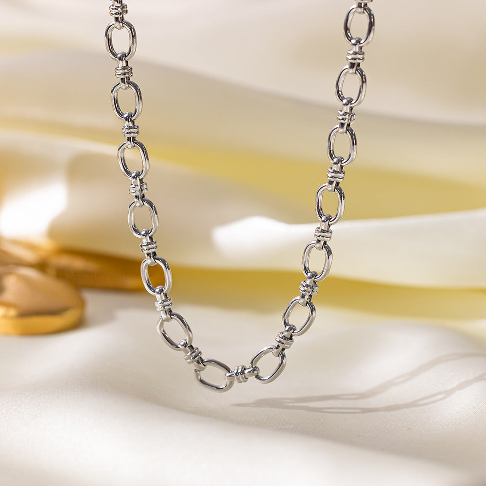Women's Thick Type Round Cuban Link Chain Gold Plated Titanium Necklaces