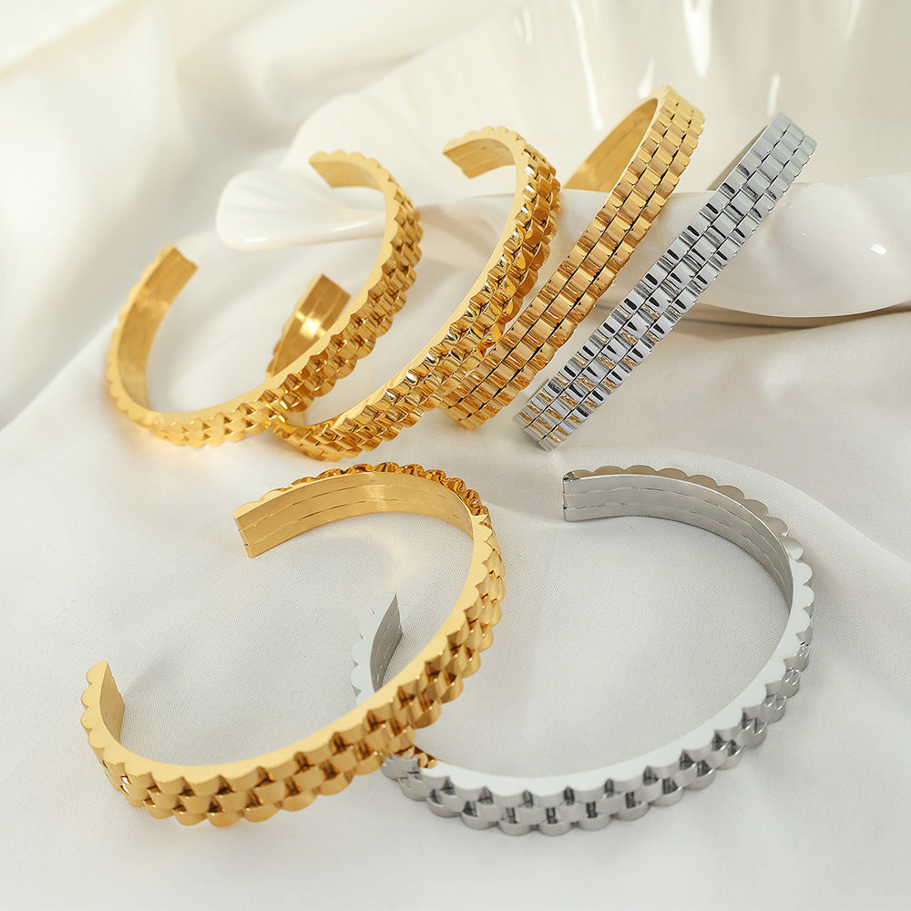 Strap Pattern Titanium Steel Gold Plated Creative Bracelets