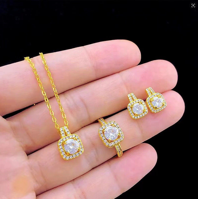 Flash Moissanite Affordable Luxury Style Square Diamond Live Earrings