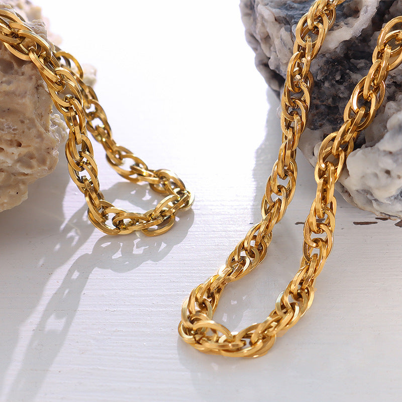 Cold Style Light Luxury Thick Chain Stainless Steel Titanium Gold Necklaces