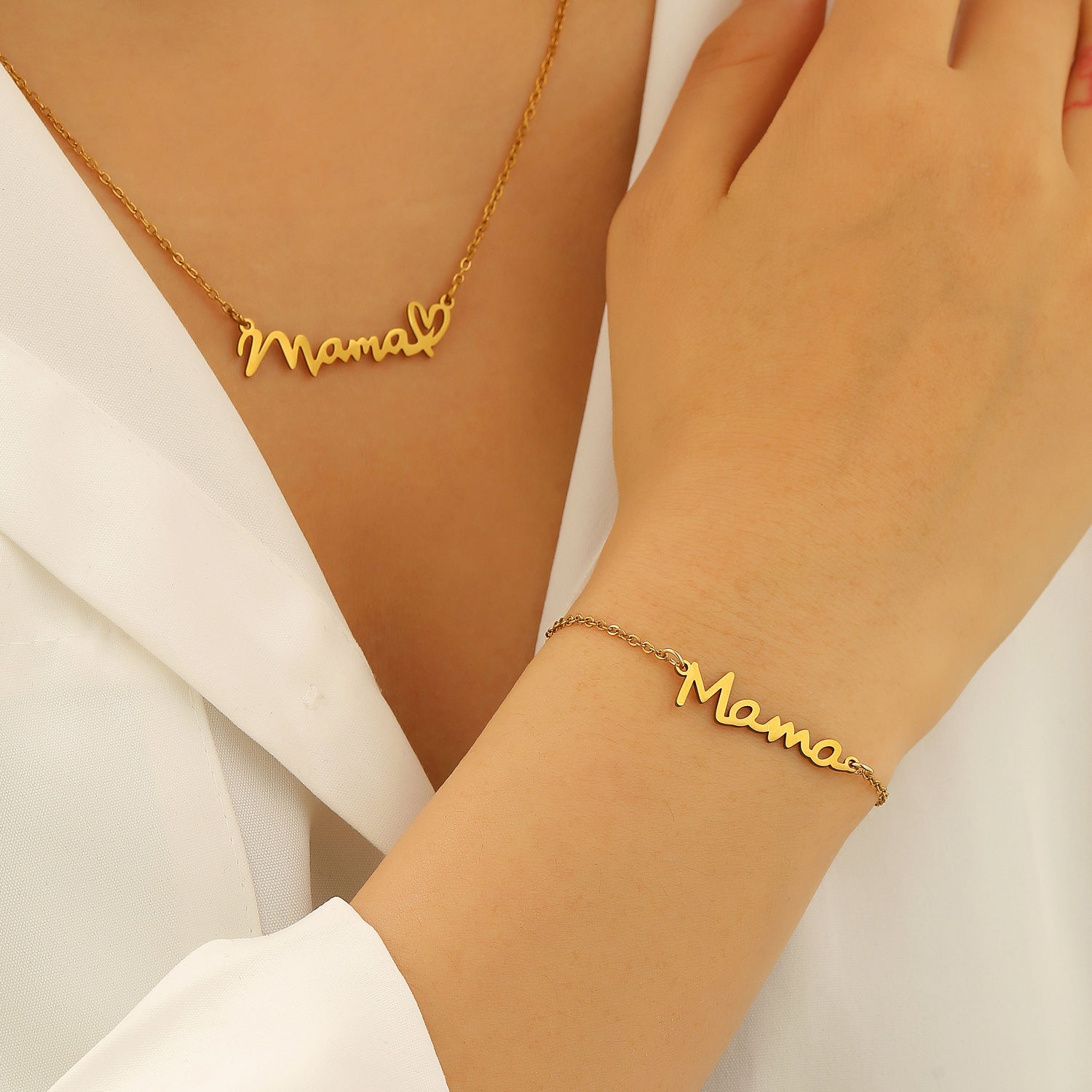 Women's Stainless Steel Clavicle Chain Letter Mother's Necklaces
