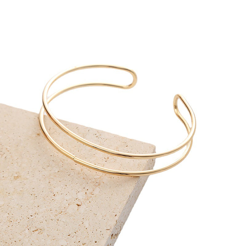 Women's Fashion Double Line Geometric Open Collar Hollow Simple Punk Jewelry Set