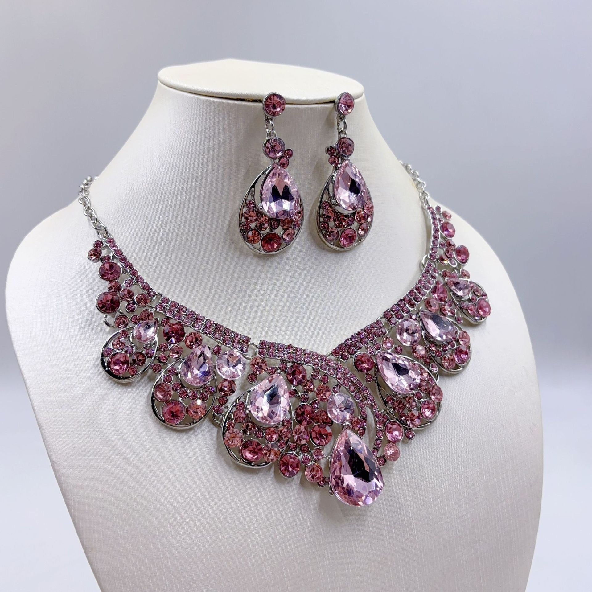 Rhinestone Crystal Suite Bridal Banquet Formal Dress Luxury Jewelry Set