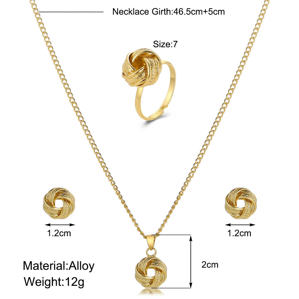 Metal Three-piece Creative Wedding Three-dimensional Knotted Rings