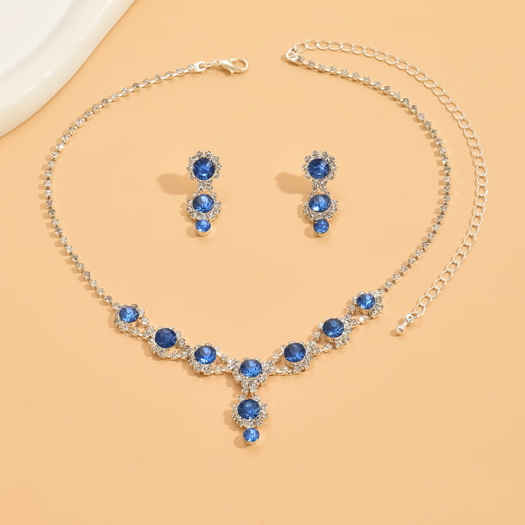 Women's 2 Pieces Claw Chain Bride Blue Birthday Party Gift Jewelry Set