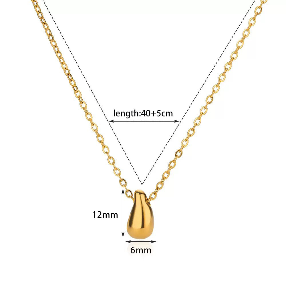 Fashion Korean Style Niche Water Drop Female Simple Personality Gold-plated Necklaces