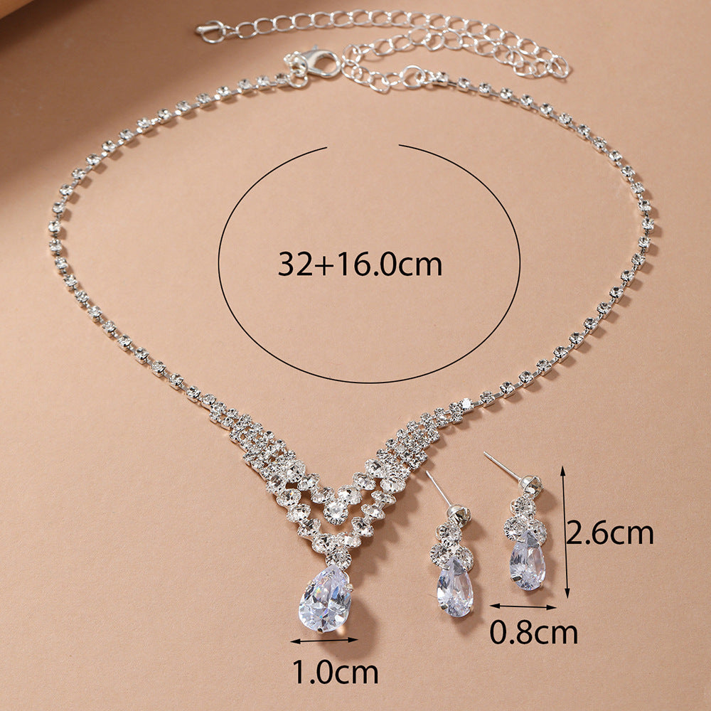 Fashion Water Drop Ear Diamond Claw Chain Jewelry Set