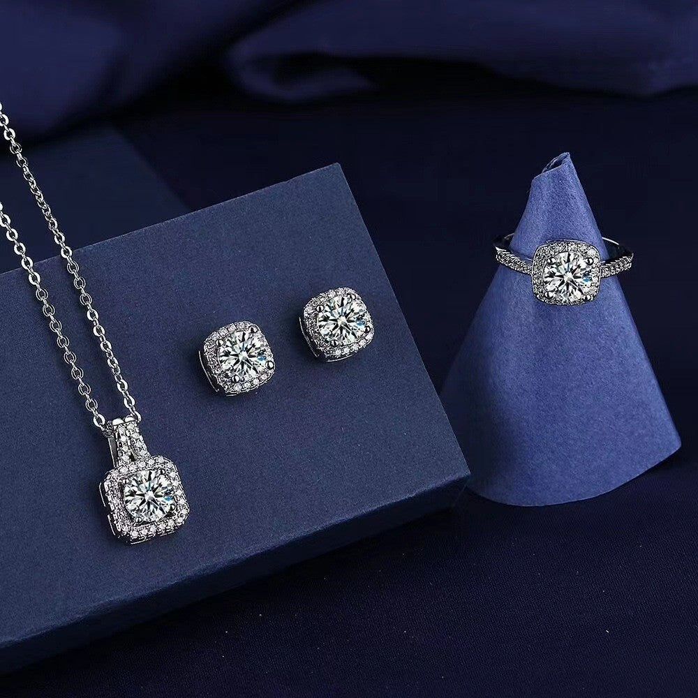 Flash Moissanite Affordable Luxury Style Square Diamond Live Earrings