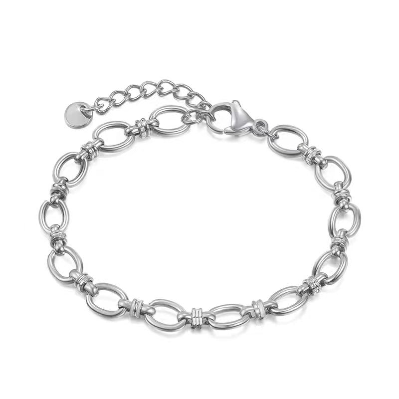 Women's Thick Type Round Cuban Link Chain Gold Plated Titanium Necklaces