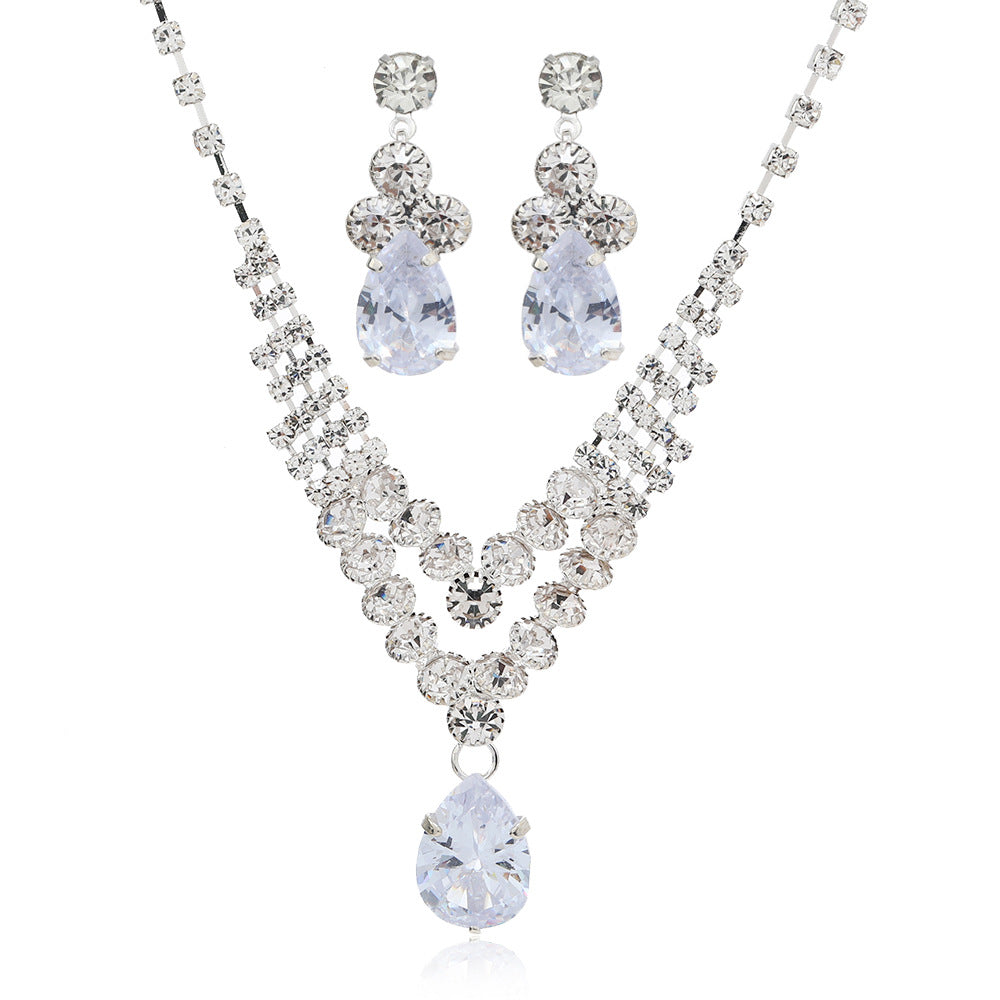Fashion Water Drop Ear Diamond Claw Chain Jewelry Set