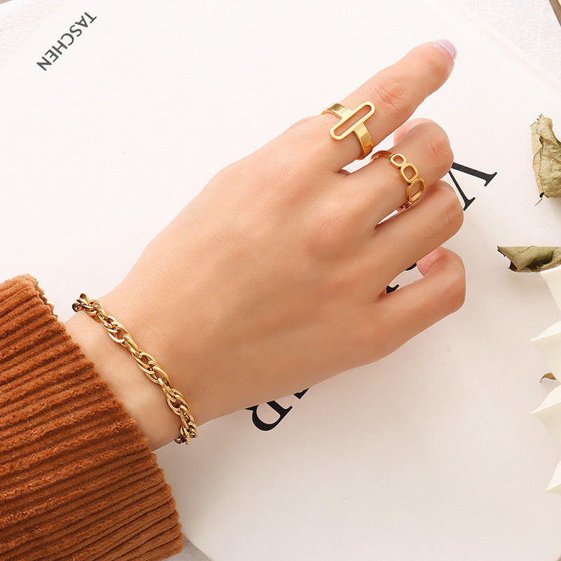 Cold Style Light Luxury Thick Chain Stainless Steel Titanium Gold Necklaces