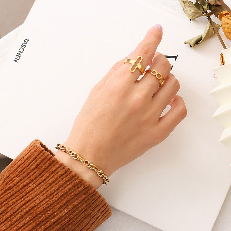 Cold Style Light Luxury Thick Chain Stainless Steel Titanium Gold Necklaces