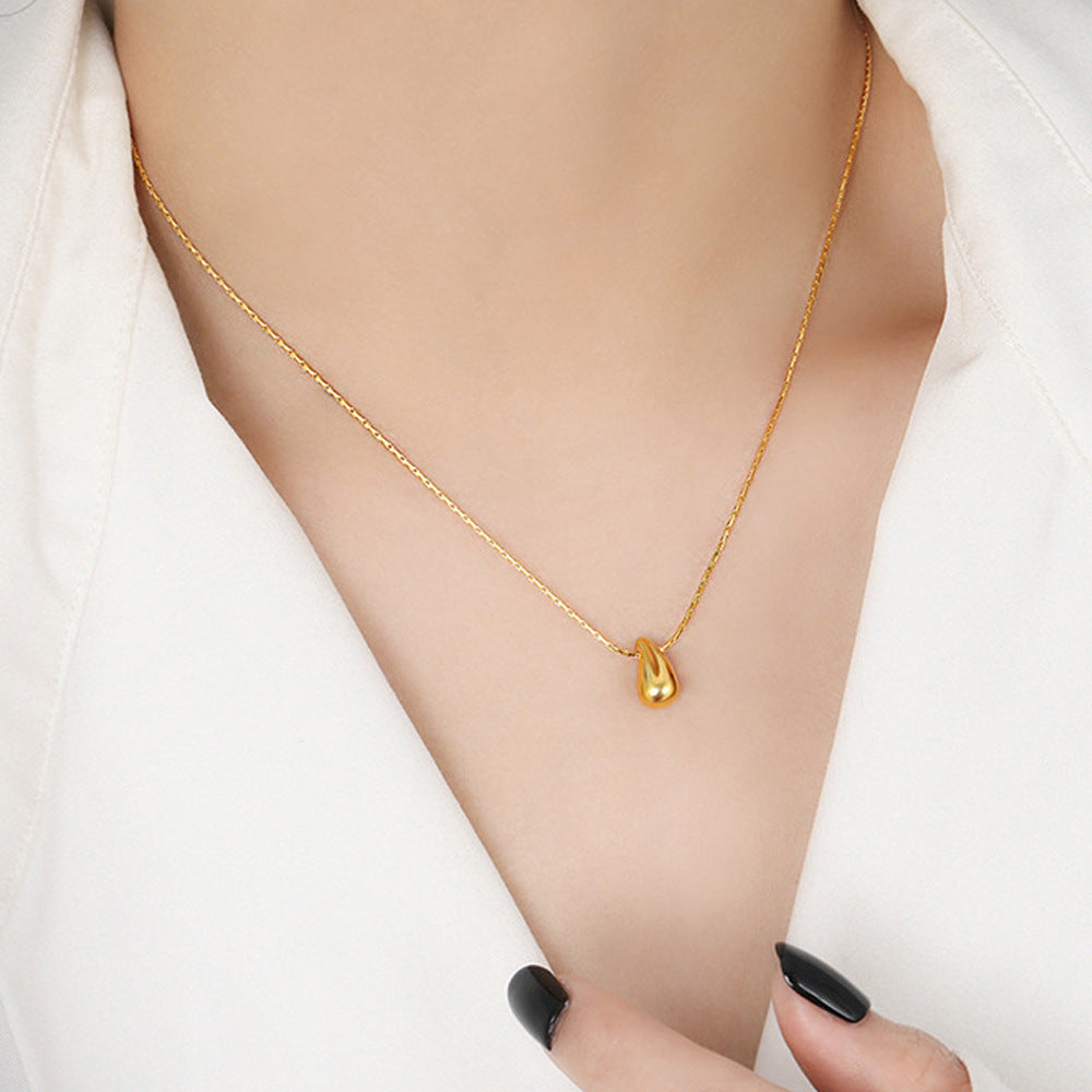Fashion Korean Style Niche Water Drop Female Simple Personality Gold-plated Necklaces