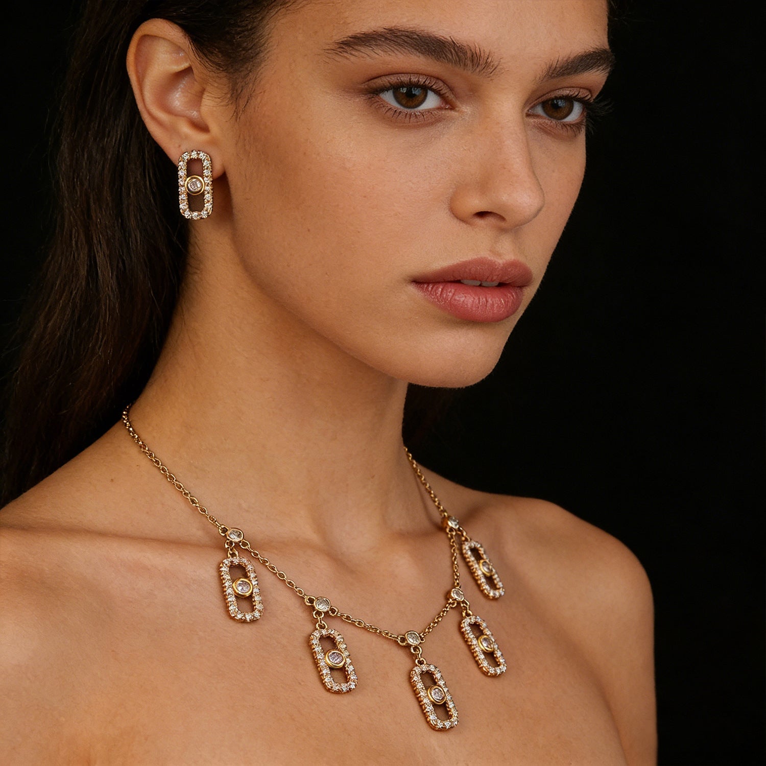Copper Plated Real Gold Fashion Simple Geometric Light Luxury Necklaces