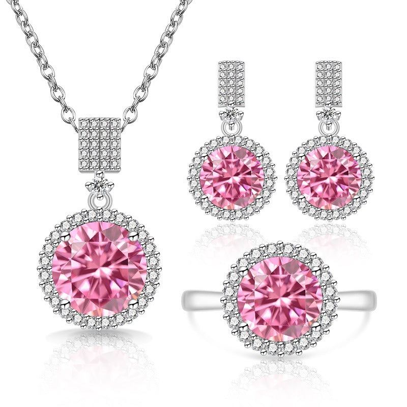 Round Bag Environmental Protection Copper Inlaid Zircon Eight Hearts Arrows Necklaces