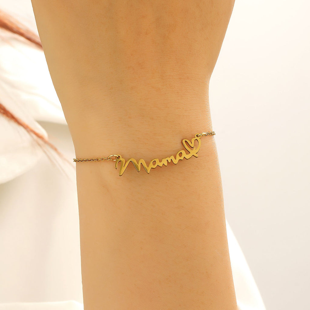 Women's Stainless Steel Clavicle Chain Letter Mother's Necklaces