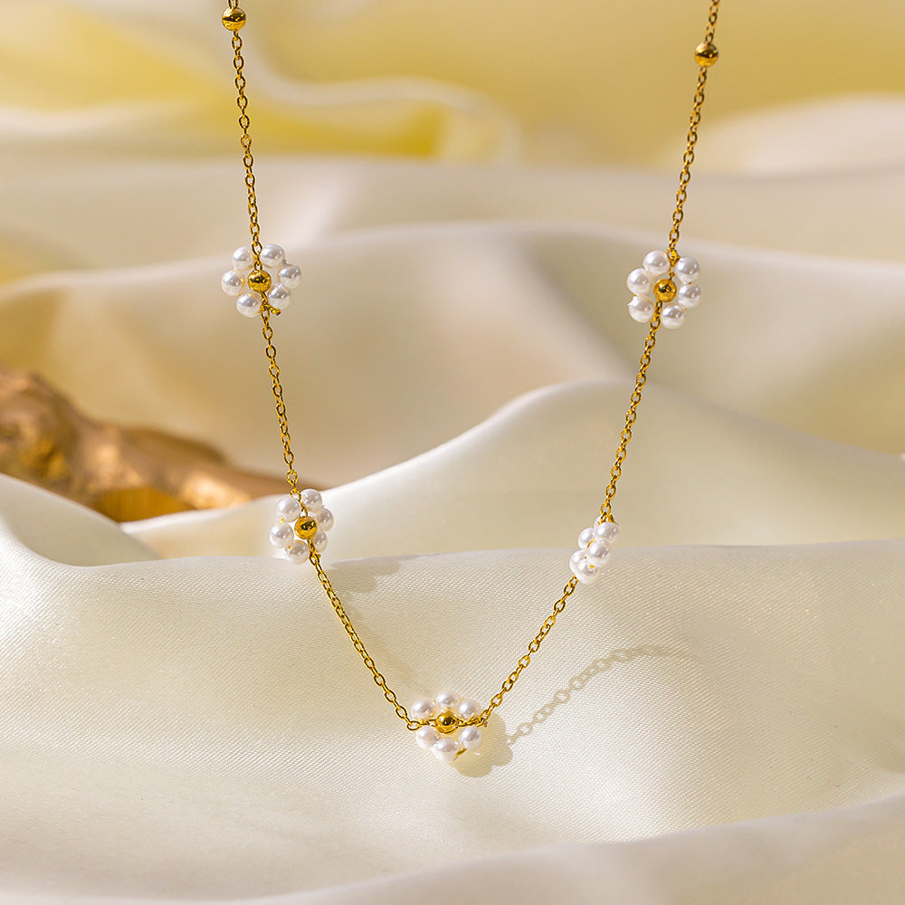 Beaded Chain Flower Pearl Niche High Jewelry Set