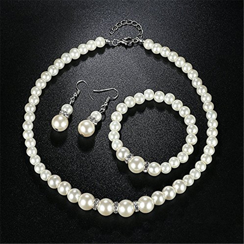 Fashion Pearl Three-piece Female Bridesmaid Simple Bracelets