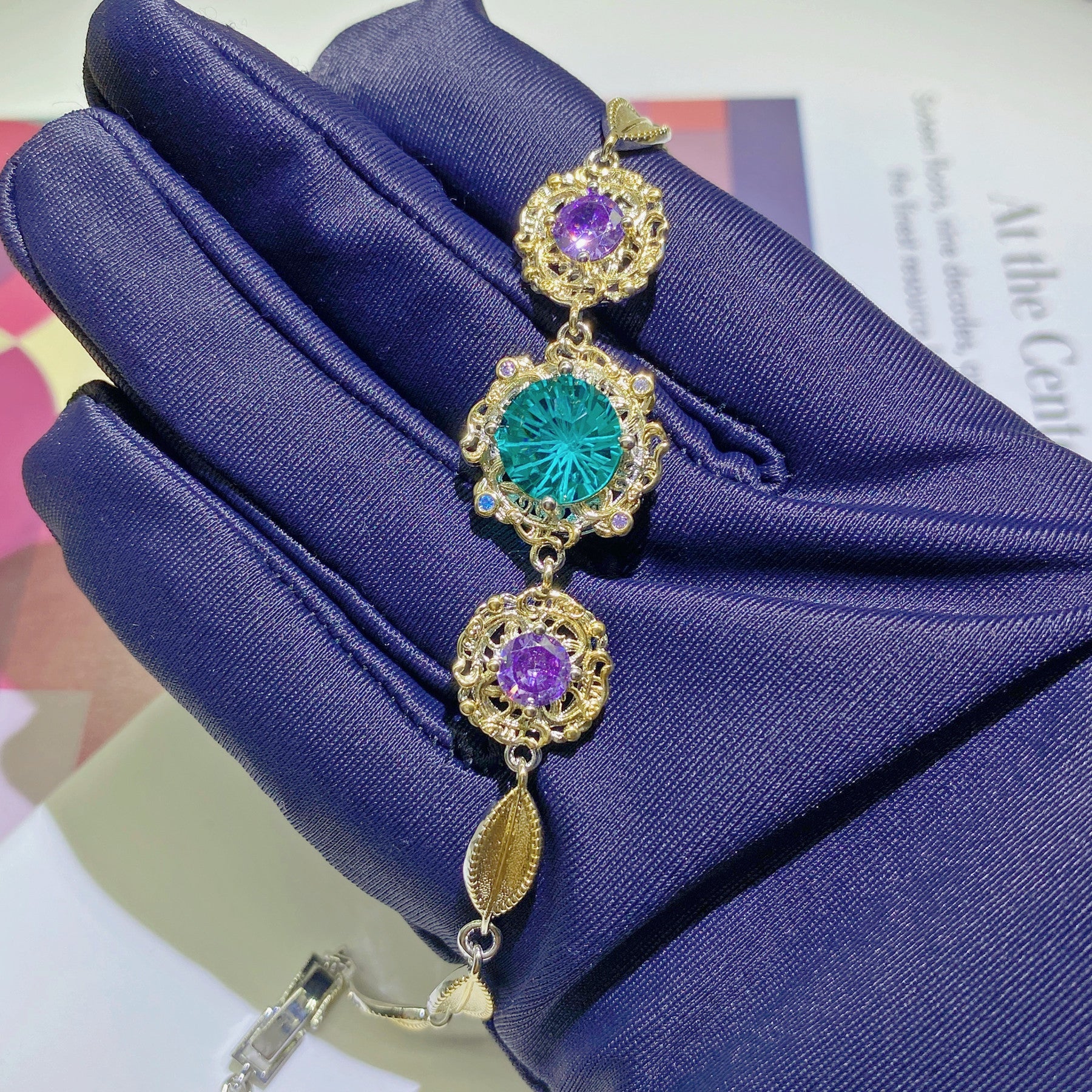 Bright Fireworks Cut Open Zircon Female Purple Diamond Colored Bracelets