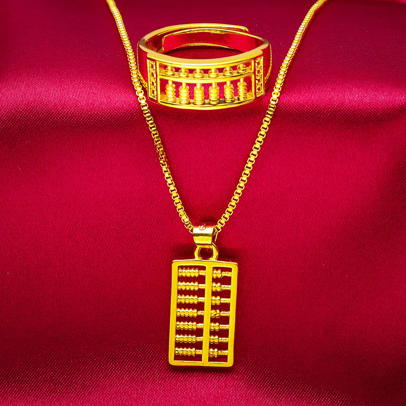 Men's Abacus Imitation Gold Vietnam Sand Open Brass Jewelry Set