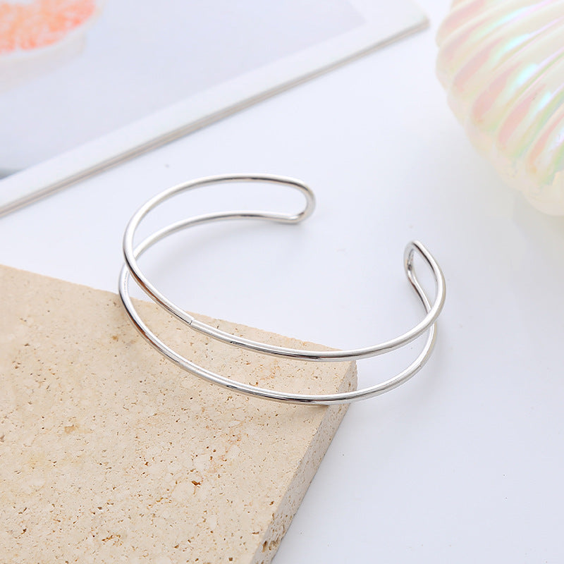 Women's Fashion Double Line Geometric Open Collar Hollow Simple Punk Jewelry Set