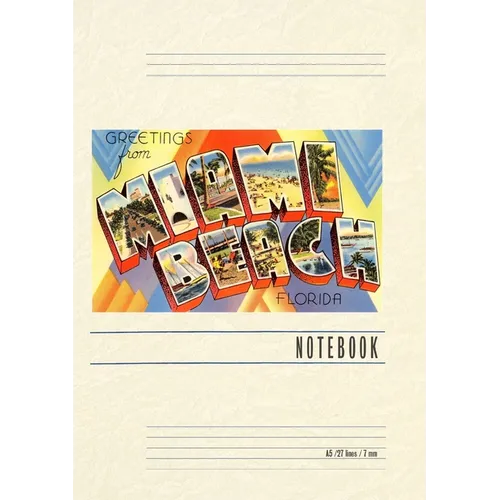 Vintage Lined Notebook Greetings from Miami Beach - Paperback