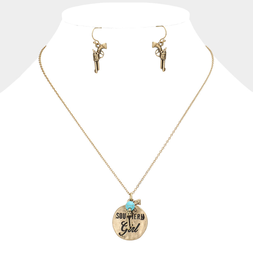 "Southern Girl" Gun Charm Necklace