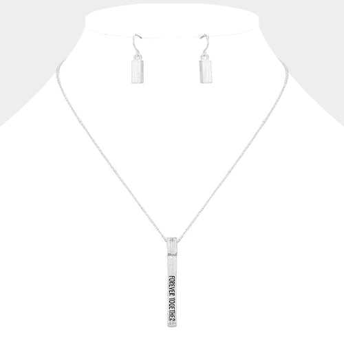 "Forever Together" Metal Bar Pendant Necklace