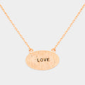 "Love" Brass Oval Metal Pendant Necklace