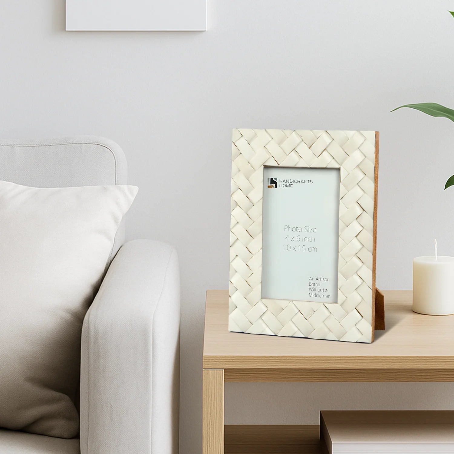 Picture Frame Braided Pattern Collection Bone Inlay White – 4x6 & 5x7"