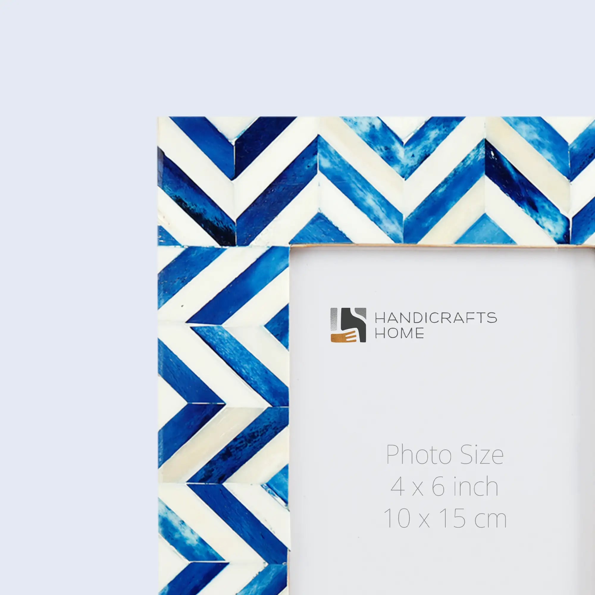 Picture Frame Zigzag Herringbone Collection Bone Inlay Blue & White – 4x6"