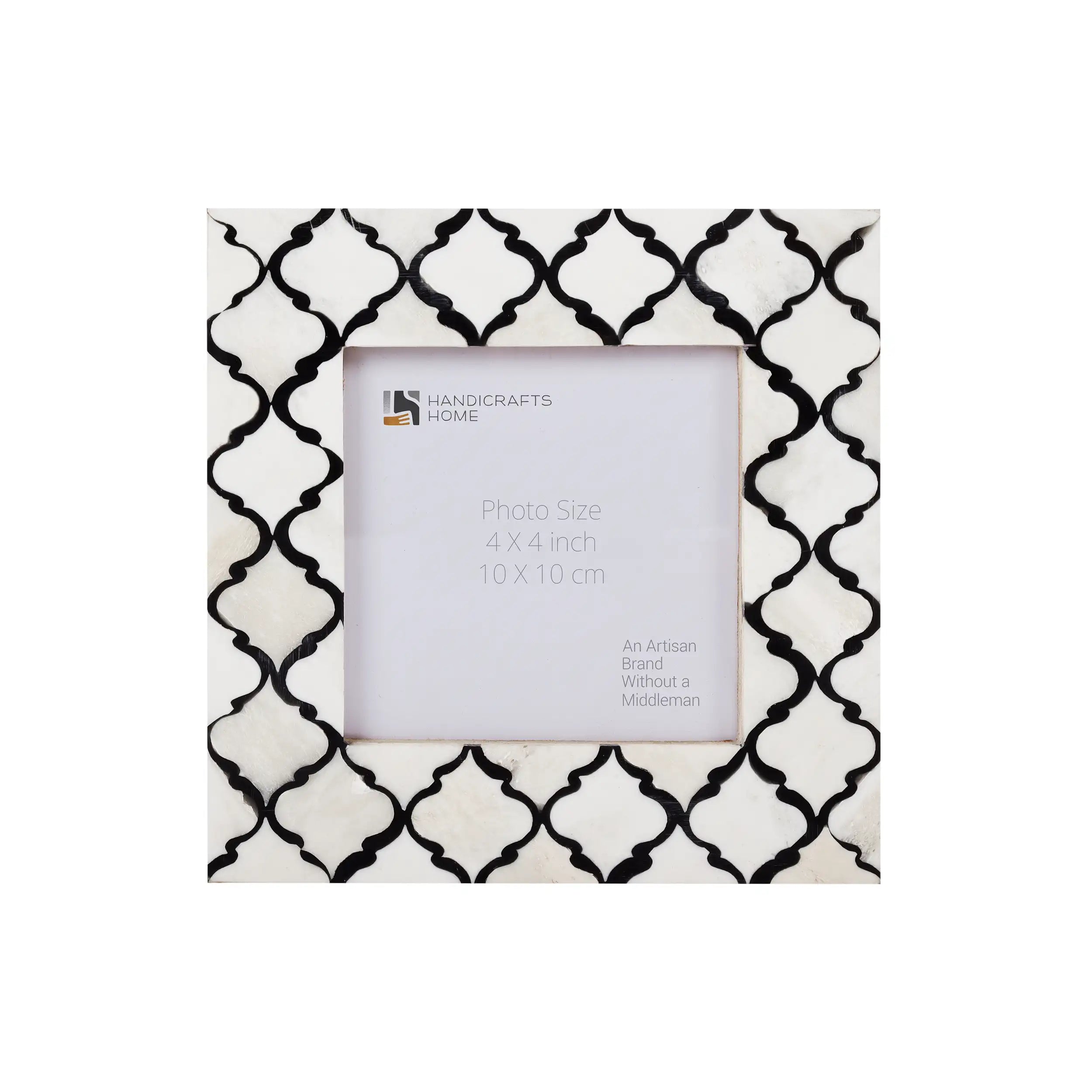 Picture Frame Moroccan Pattern Collection Bone & Resin Inlay Black White - 3 Sizes