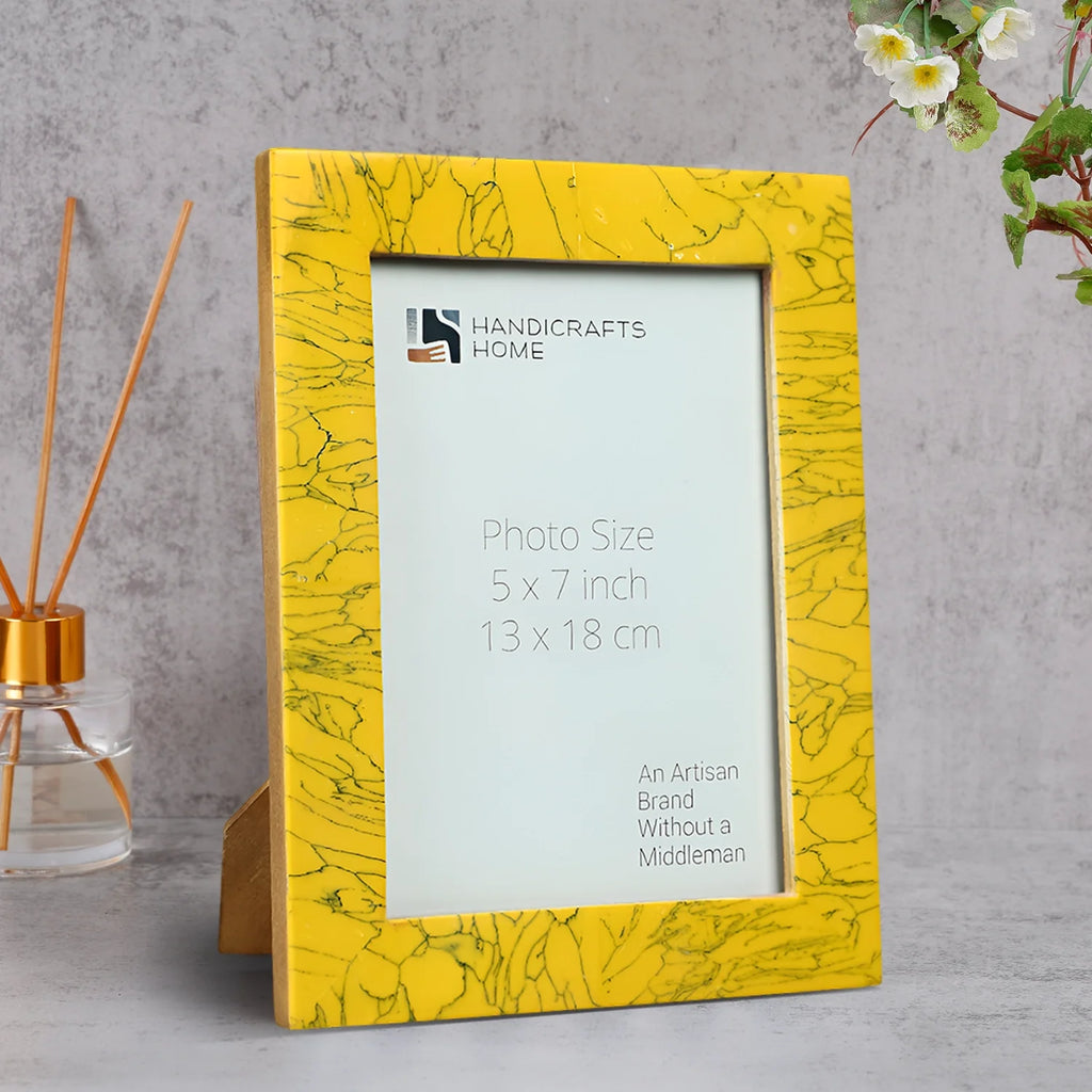 Picture Frames Handmade Yellow Collection Resin Inlay Yellow 5x7"