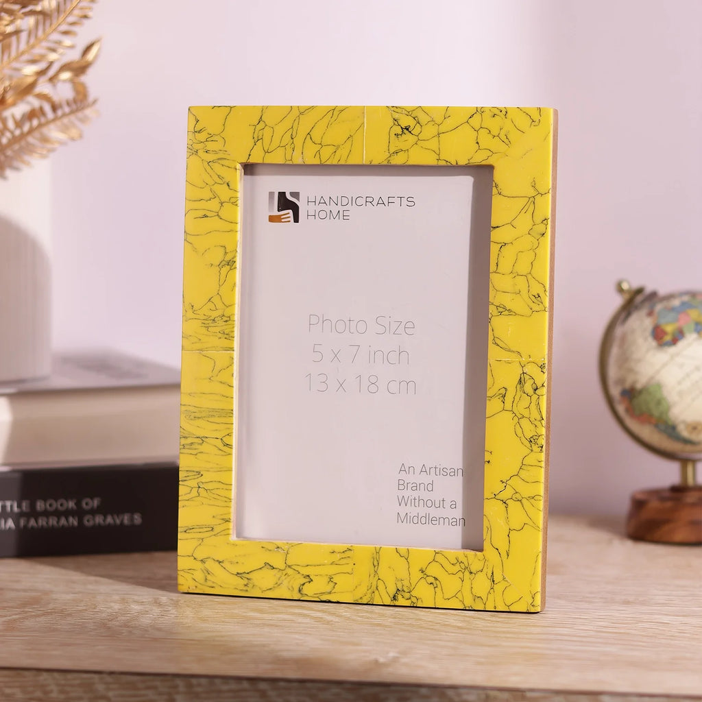 Picture Frames Handmade Yellow Collection Resin Inlay Yellow 5x7"
