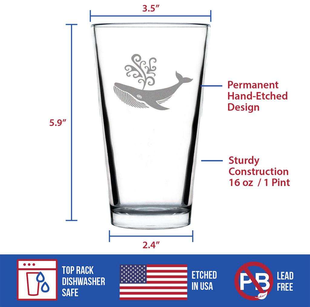 Decorative Whale - 16 Ounce Pint Glass