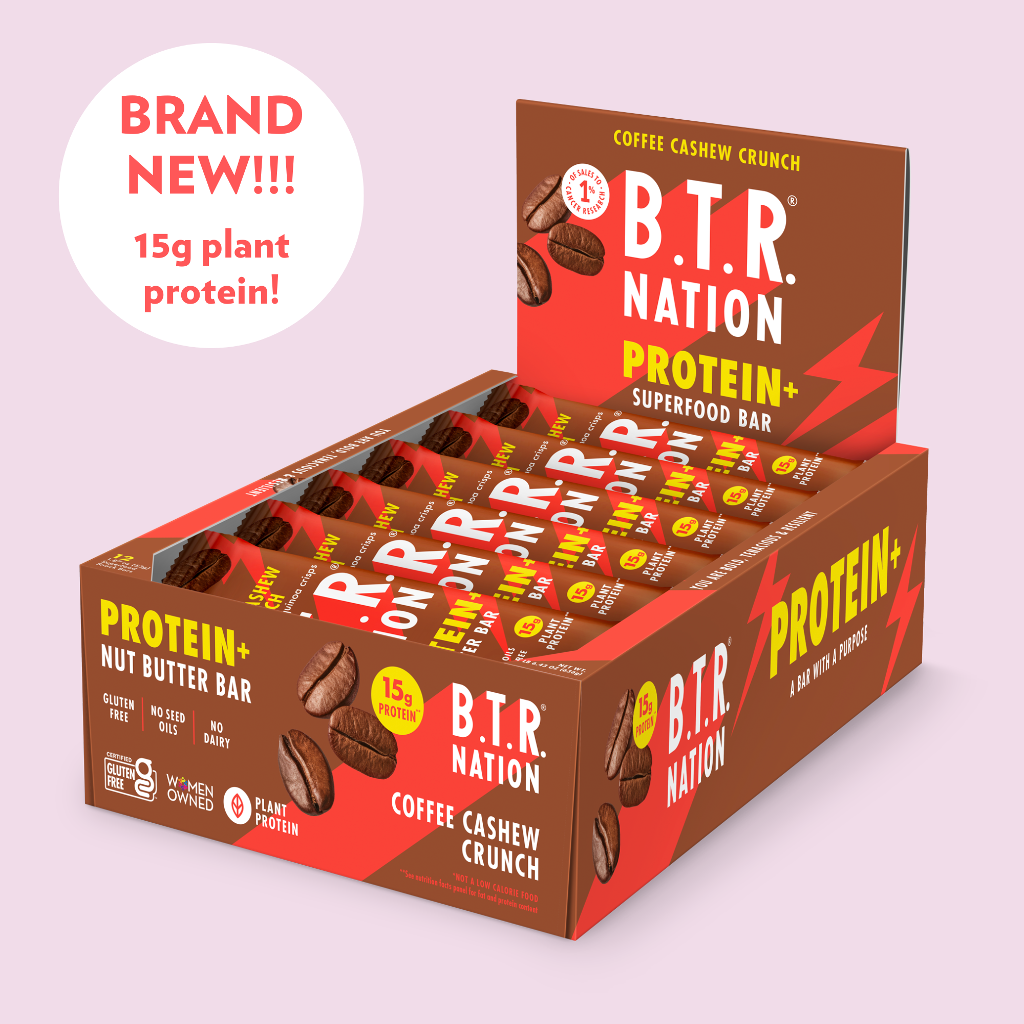 High Protein Coffee Cashew Crunch PROTEIN+ Bar (12 Count)