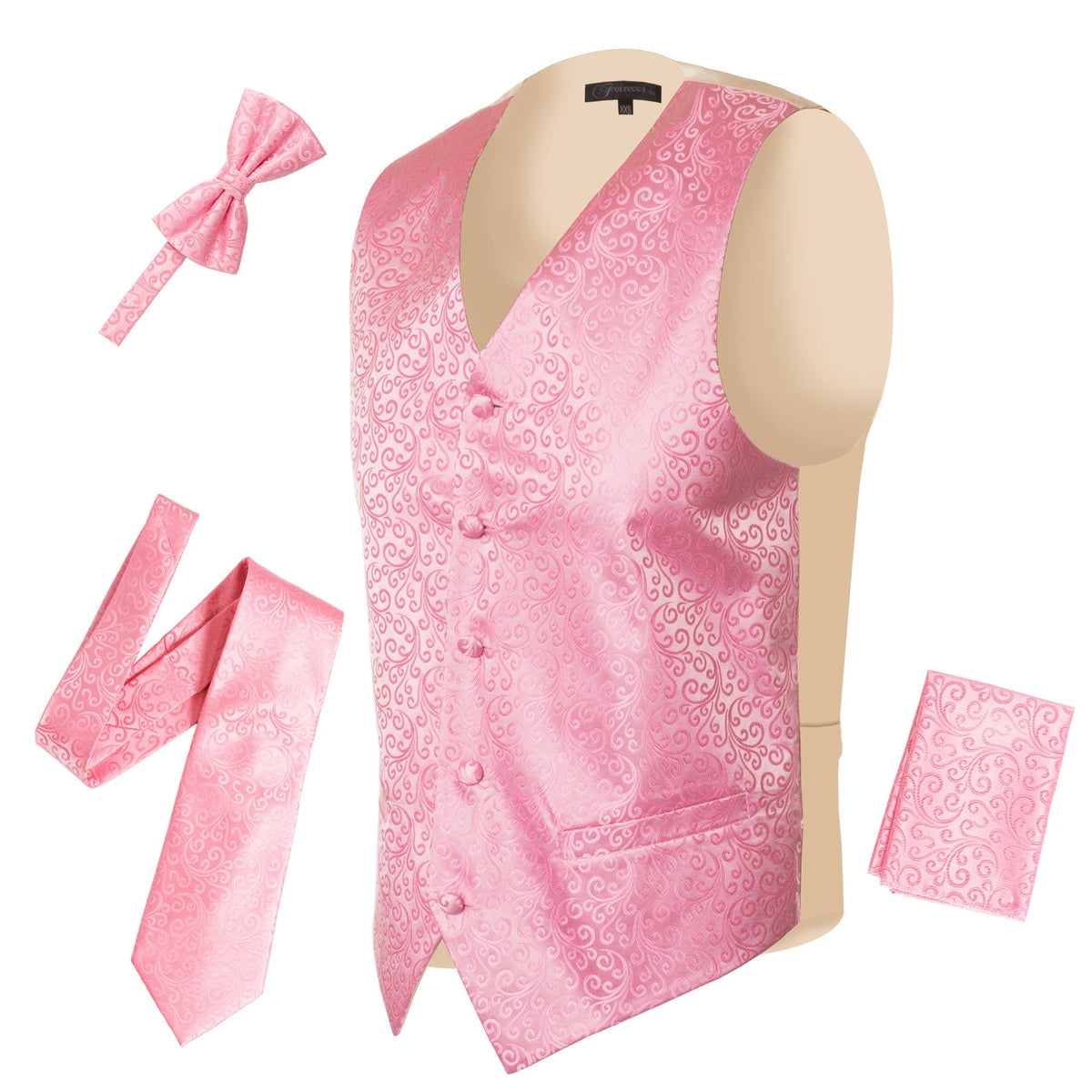 Ferrecci Mens PV50-10 Pink with Cream Back Vest Set