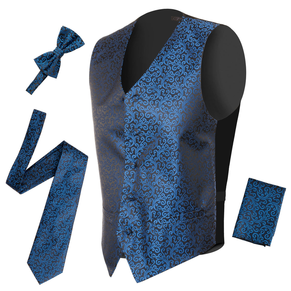 Ferrecci Mens PV50-3 Blue with Black Back Vest Set