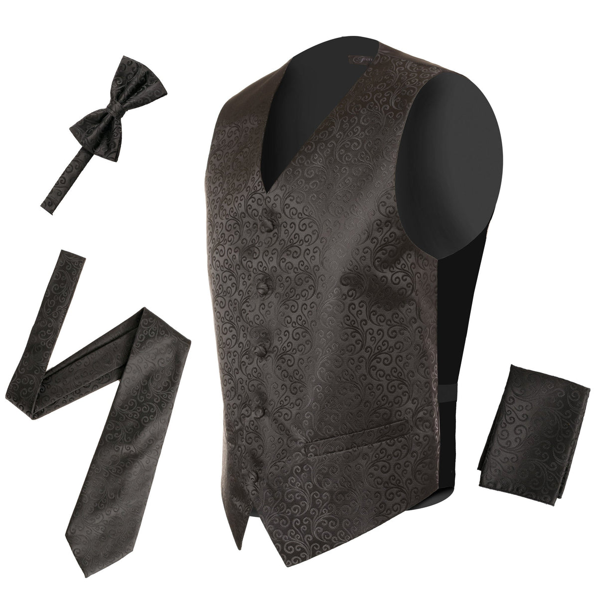 Ferrecci Mens PV50-4 Black with Black Back Vest Set