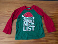 "Santa's Nice List" Raglan from The Children's Place -  Apparel (Cotton Children's Shirt, Christmas, Kids, Green, Red, White)