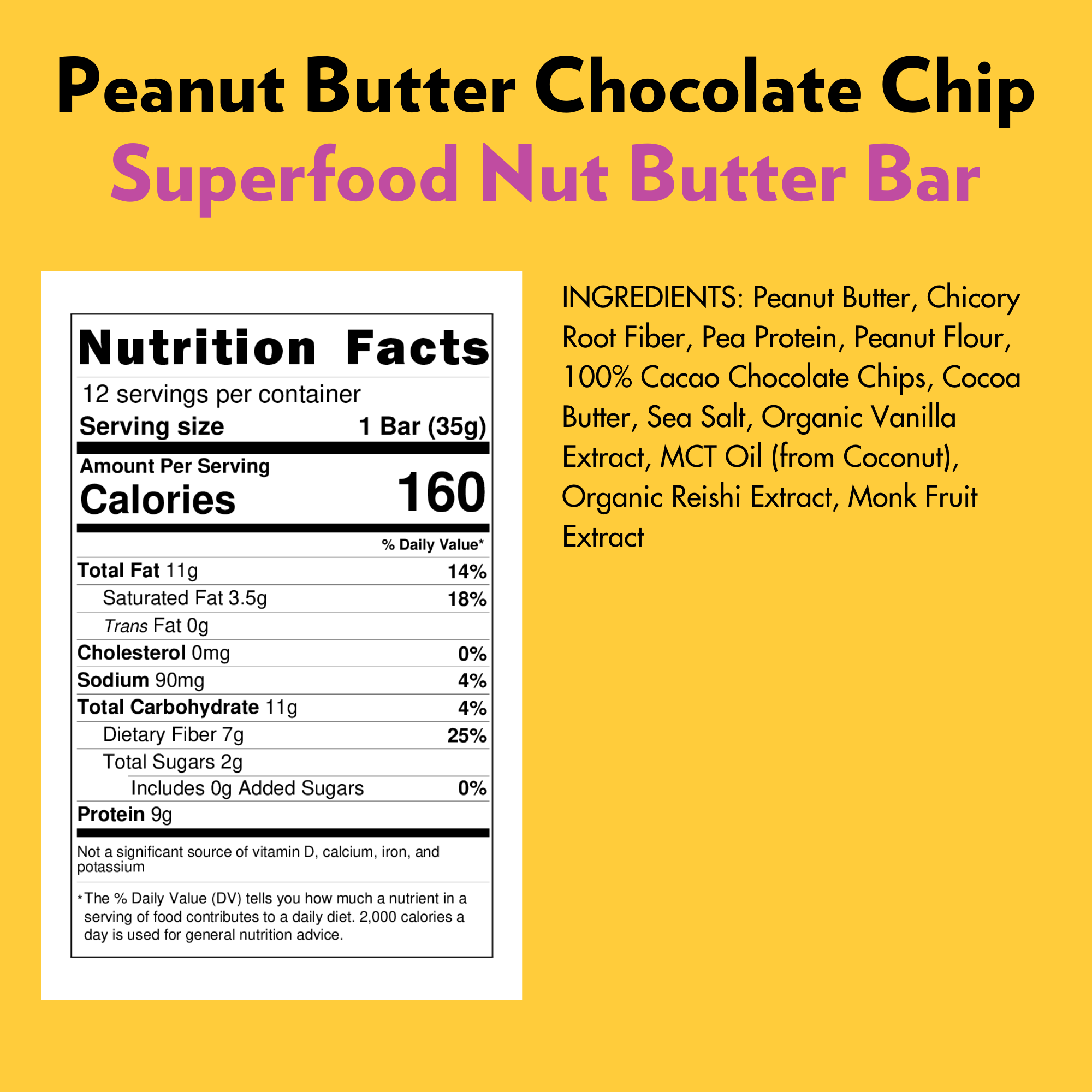 Peanut Butter Chocolate Chip SUPERFOOD Bar (12 Count) 🥜