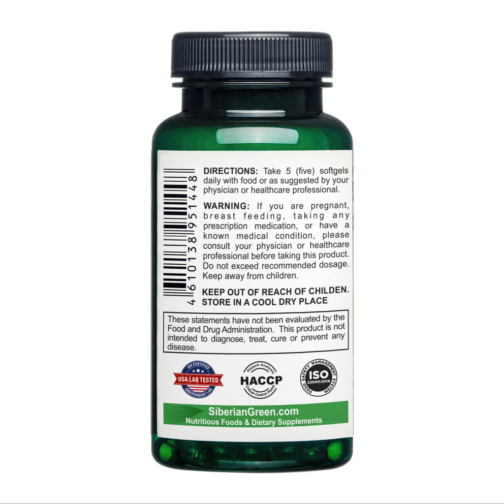 Siberian Pine Nut Oil with Pine Resin Capsules - 200 Softgels | Wild-Harvested, Cold-Pressed, Unrefined