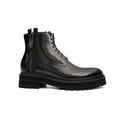 Black Lug Sole Lace-Up Ankle Boot