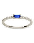 Sterling Silver Thin Sapphire CZ Stacking Birthstone Ring