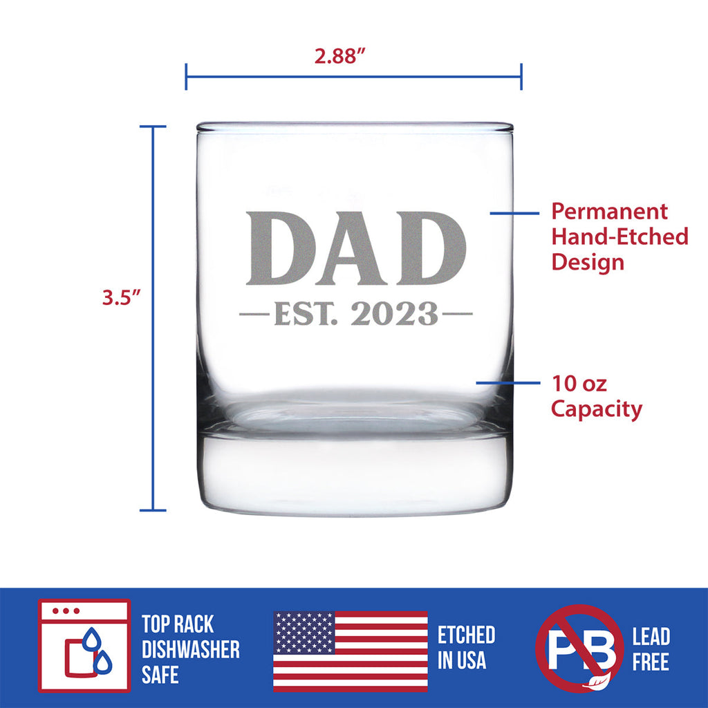Dad Est. 2023 - Bold - 10 Ounce Rocks Glass