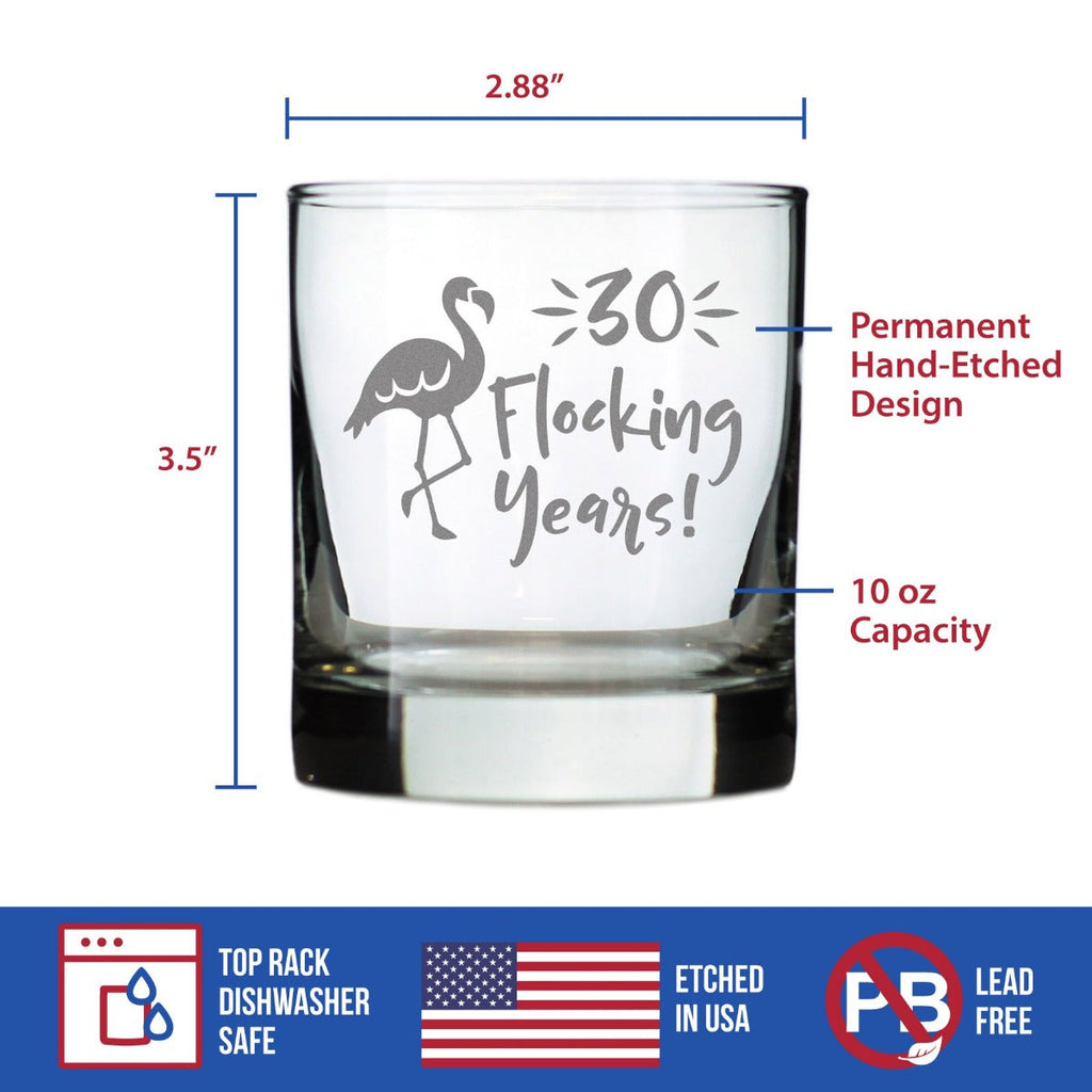 30 Flocking Years - 10 Ounce Rocks Glass