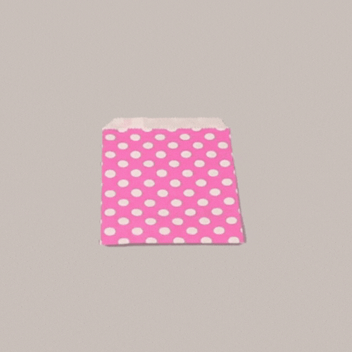 Bag Tek Rectangle Pink Paper Bag - Polka Dots - 7" x 5" - 100 count box