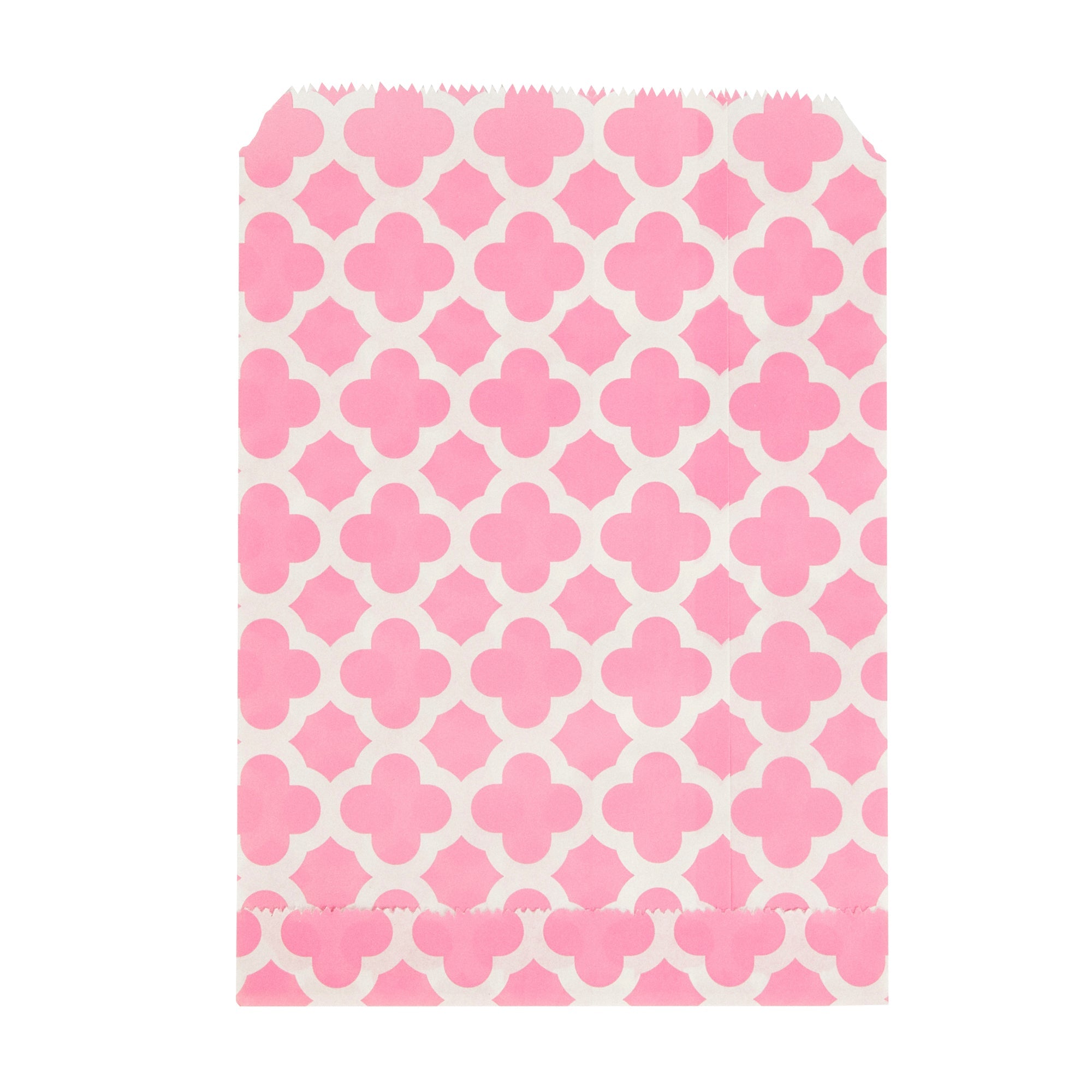 Bag Tek Rectangle Pink Paper Bag - Asian Monogram - 7" x 5" - 100 count box
