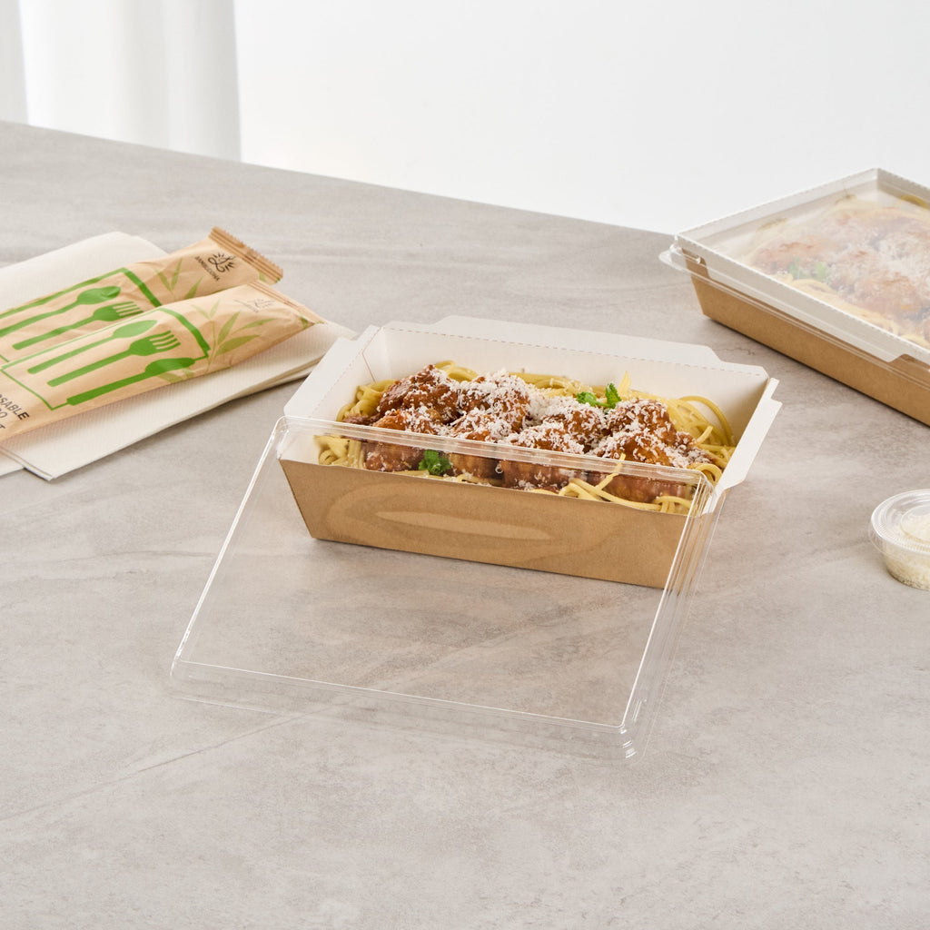 Cafe Vision Rectangle Clear Plastic Lid - Fits Medium Click Lock Container - 200 count box