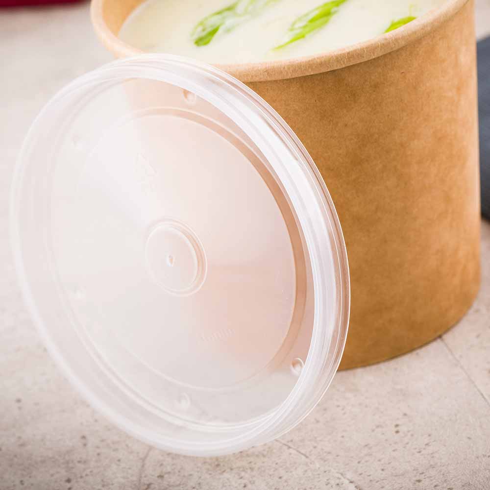 Bio Tek Round Clear Plastic Soup Container Lid - Fits 26 and 32 oz - 25 count box